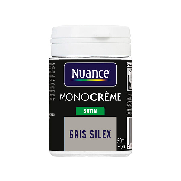 NUANCE - Testeur peinture MonoCrème - Gris silex - Satin - 50ml - large