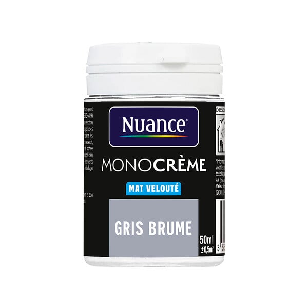 NUANCE - Testeur peinture MonoCrème - Gris brume - Mat  - 50ml - large