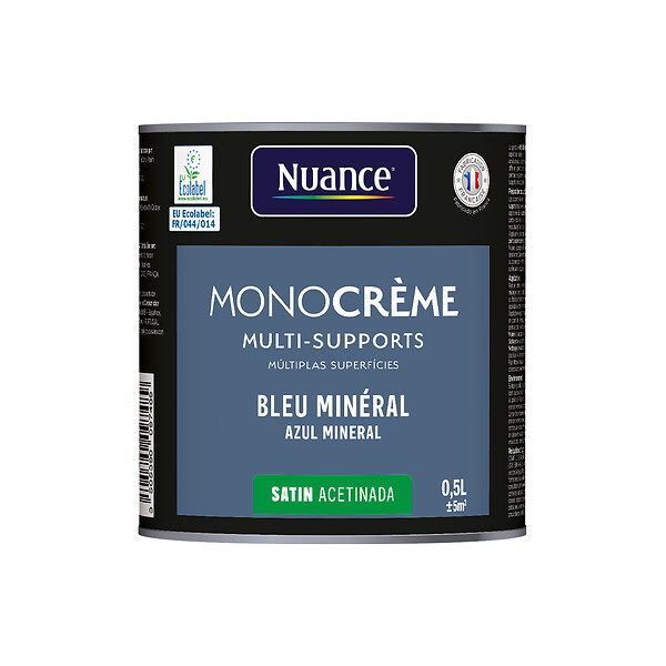 NUANCE - Peinture MonoCrème - Bleu minéral - Satin - 0.5L - large
