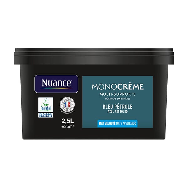 NUANCE - Peinture Monocrème - Bleu pétrole - Mat - 2,5L - large