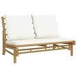 VIDAXL - vidaXL Banc de jardin avec coussins blanc crème bambou - vignette