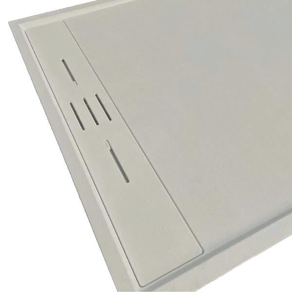 STANO - Receveur de douche 90 x 140 cm extra plat gris SALVI en SoliCast® surface ardoisée - large
