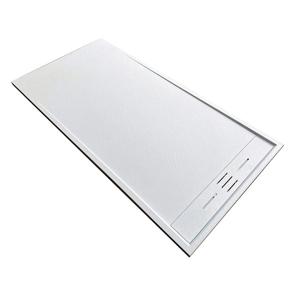 STANO - Receveur de douche 80 x 100 cm extra plat blanc SALVI en SoliCast® surface ardoisée - large