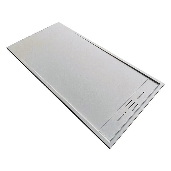 STANO - Receveur de douche 90 x 160 cm extra plat gris SALVI en SoliCast® surface ardoisée - large
