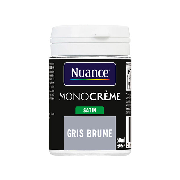 NUANCE - Testeur peinture MonoCrème - Gris brume - Satin - 50ml - large