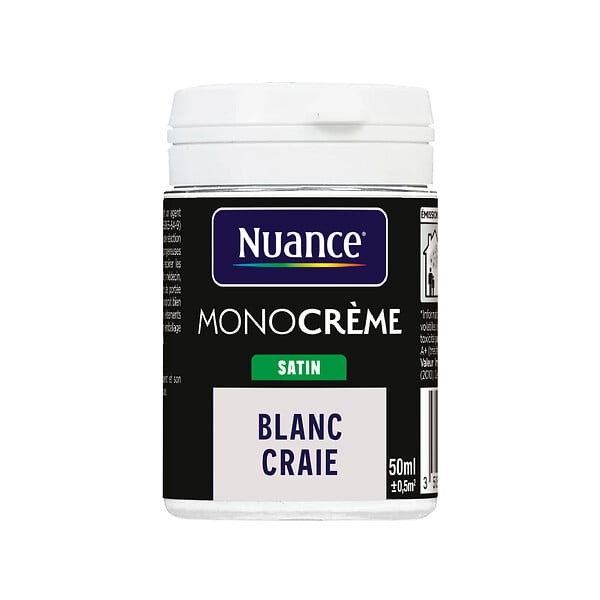 NUANCE - Testeur peinture MonoCrème - Blanc craie - Satin - 50ml - large