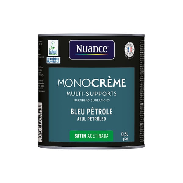 NUANCE - Peinture MonoCrème - Bleu pétrole - Satin - 0.5L - large