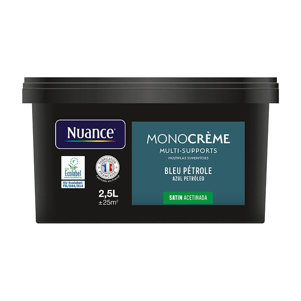 NUANCE - Peinture Monocrème - Bleu pétrole - Satin - 2,5L - large