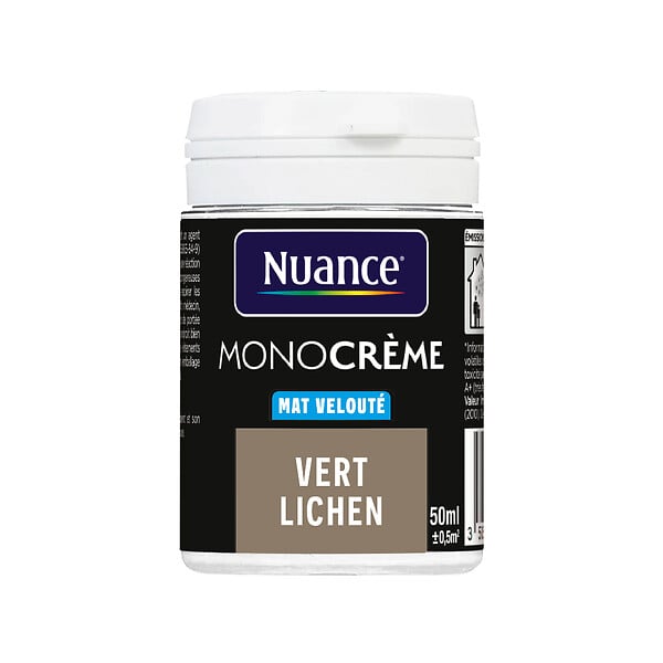 NUANCE - Testeur peinture MonoCrème - Vert lichen - Mat - 50ml - large