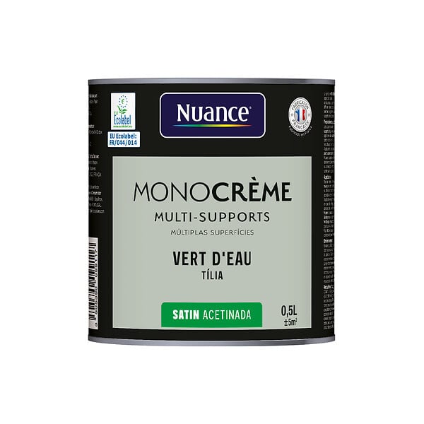 NUANCE - Peinture MonoCrème - Vert d'eau - Satin - 0.5L - large