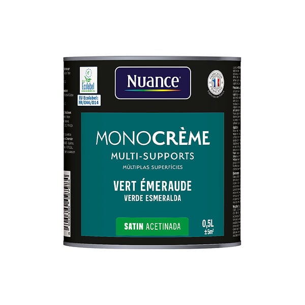NUANCE - Peinture MonoCrème - Vert émeraude - Satin - 0.5L - large