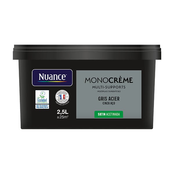 NUANCE - Peinture Monocrème - Gris acier - Satin - 2,5L - large