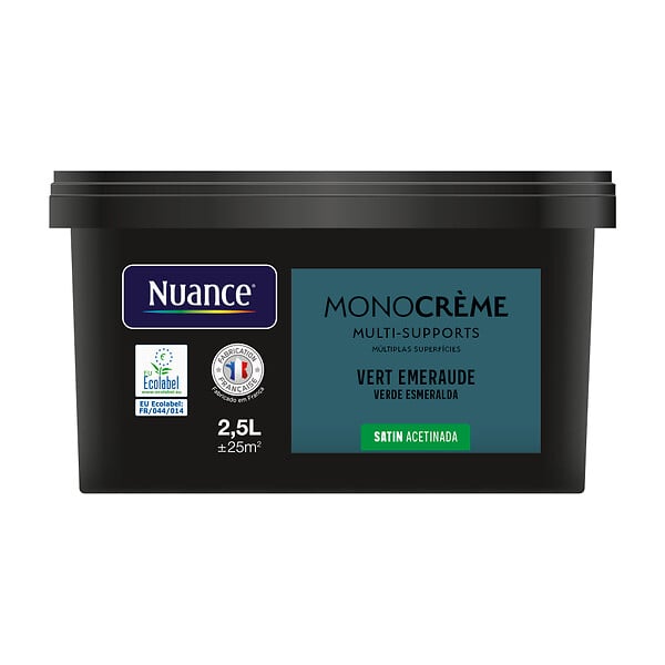 NUANCE - Peinture Monocrème - Vert émeraude - Satin - 2,5L - large