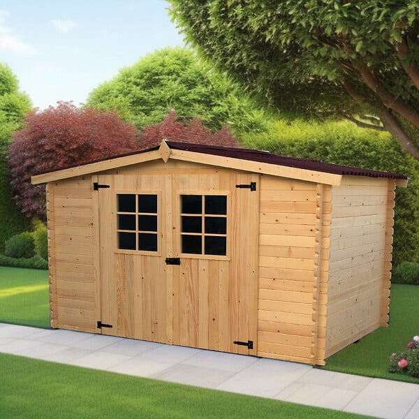 HABRITA - Abri de jardin bois 20mm - L.315xH.197xP.304cm - large