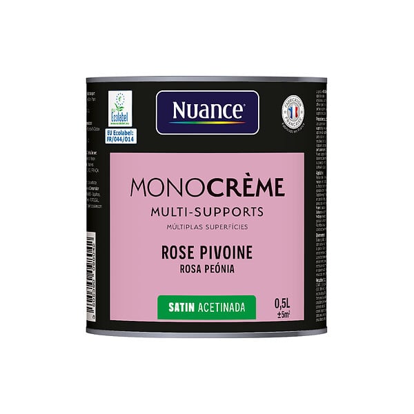 NUANCE - Peinture MonoCrème - Rose pivoine - Satin - 0.5L - large