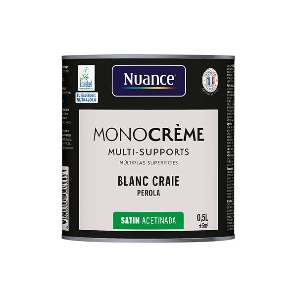 NUANCE - Peinture MonoCrème - Blanc craie - Satin - 0.5L - large