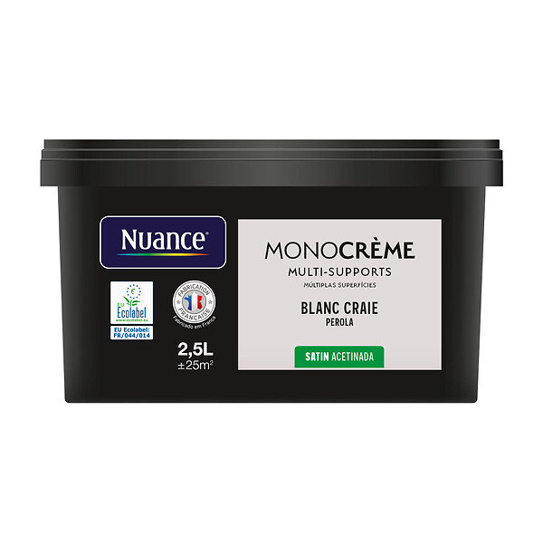 NUANCE - Peinture Monocrème - Blanc craie - Satin - 2,5L - large