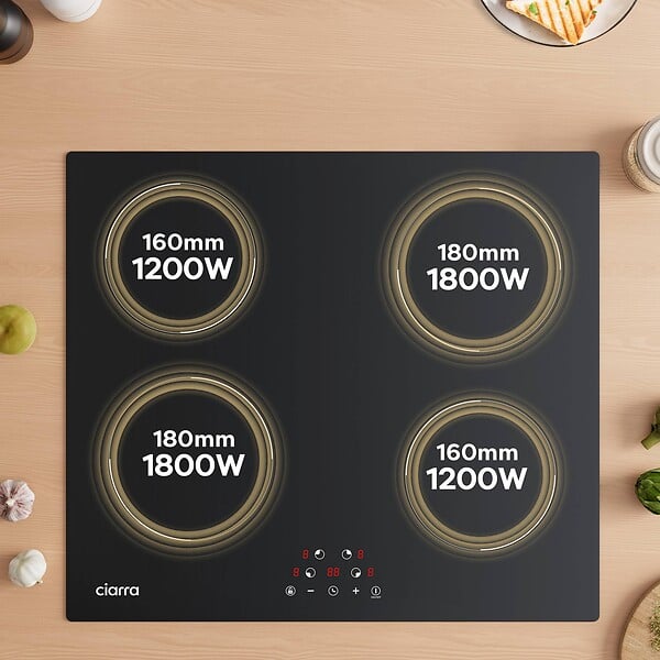CIARRA - Plaque de cuisson 4 Feux CD4BIH-D table de cuisson induction 59cm Sécurité Enfants - large