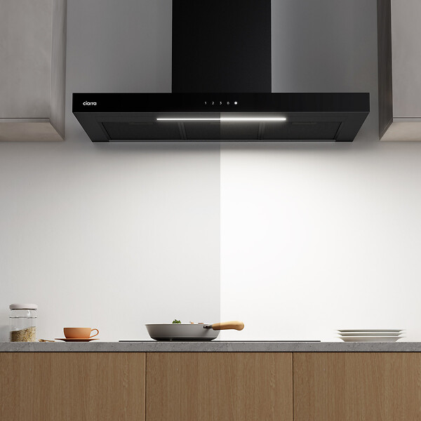 CIARRA - Hotte de cuisine 90cm APP Contrôle 650m3/h Booster Touche Tactile Noir CD9102B - large