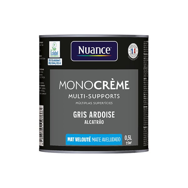 NUANCE - Peinture MonoCrème - Gris ardoise - Mat - 0.5L - large