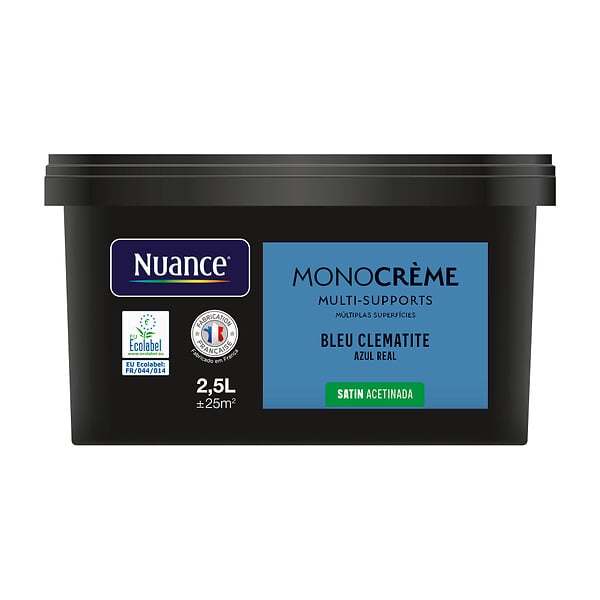NUANCE - Peinture Monocrème - Bleu clématite - Satin - 2,5L - large