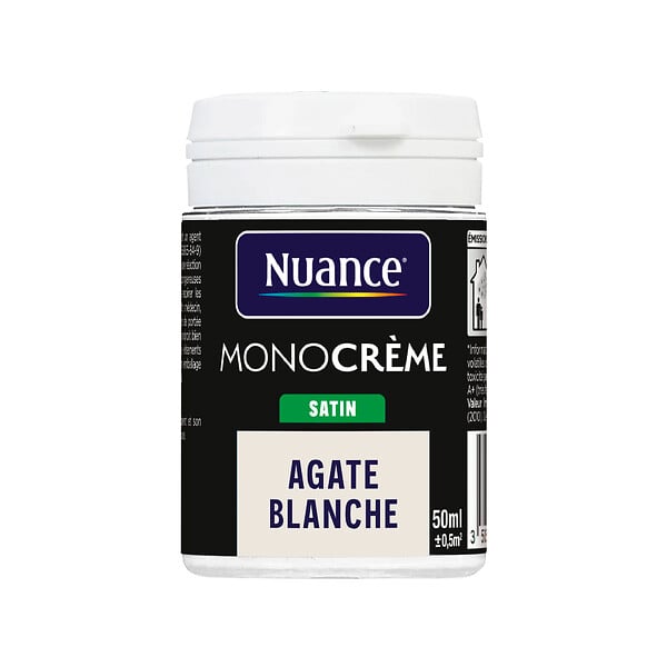 NUANCE - Testeur peinture MonoCrème - Agate blanche - Satin - 50ml - large