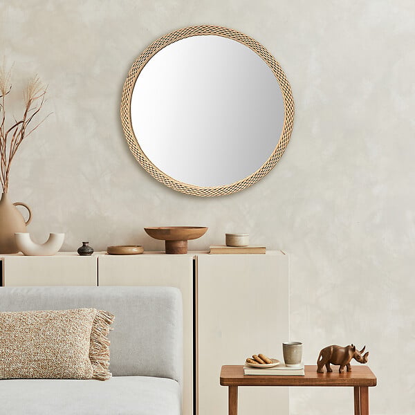DADA ART - Miroir rond en rotin naturel - Diam.60cm - large