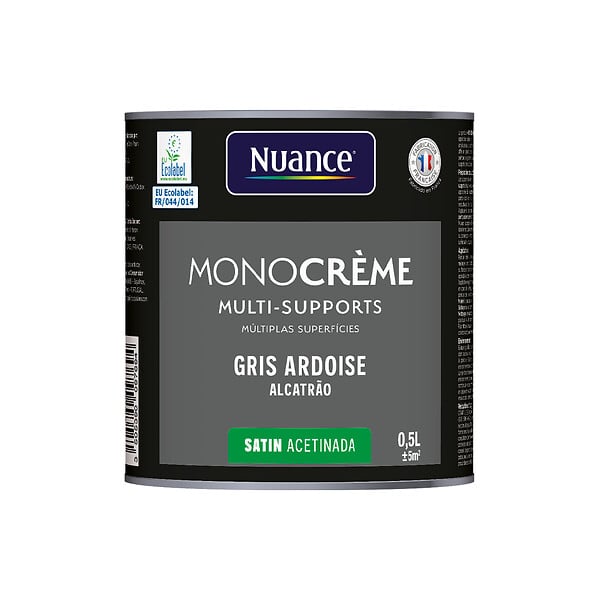 NUANCE - Peinture MonoCrème - Gris ardoise - Satin - 0.5L - large