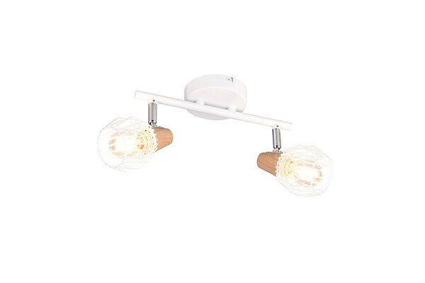 TRIO - Reglette 2 lumières filaire bois - E14 - large