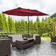 OUTSUNNY - Parasol de jardin XXL parasol grande taille 4,6L x 2,7l x 2,4H m ouverture fermeture manivelle acier polyester haute densité bordeaux - vignette