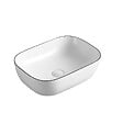 STANO - Vasque à poser rectangulaire en céramique CUARTO 3 coloris 45.5 x 32.5 cm Blanc liseré noir - vignette