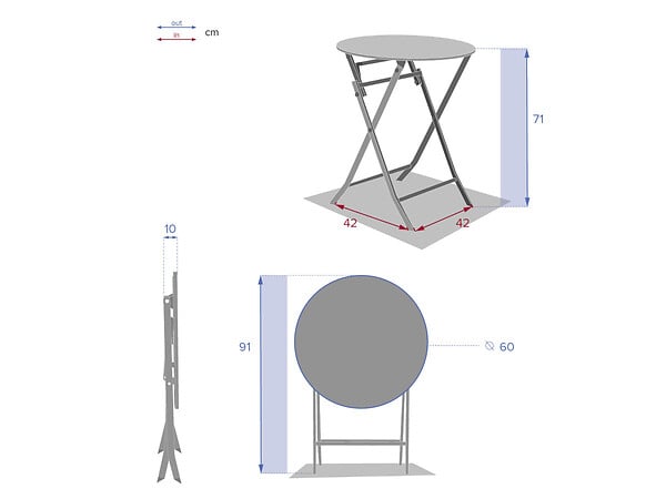 HESPERIDE - Table de jardin ronde Greensboro Ø 60 cm Bleu Canard - Hespéride - large