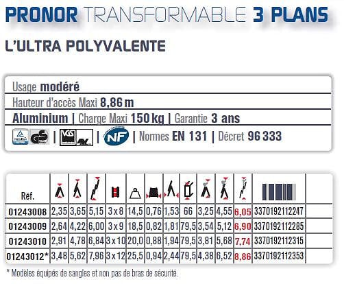TUBESCA COMABI - Echelle Pronor Transformable 3 Plans - 6m84 - 3x10 - large