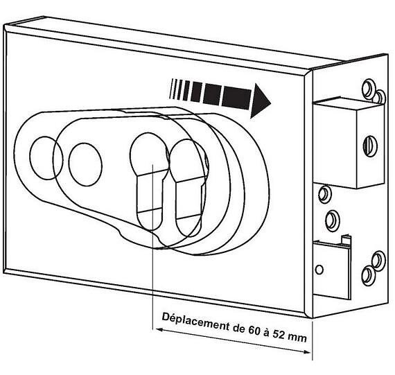 METALUX - Serrure en applique type ND 10 modulable à cylindre européen horizontale à fouillot 772 droite - large