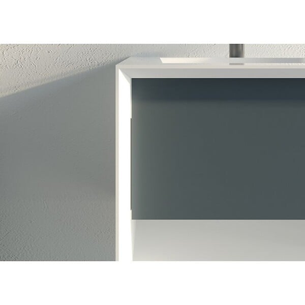 DISTRIBAIN - Meuble de salle de bain Piazza 1200 Gris béton et Blanc - large