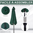 OUTSUNNY - Parasol inclinable de jardin balcon terrasse manivelle toile polyester imperméabilisée haute densité 180 g/m² Ø2,6 x 2,35H m alu vert - vignette