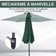 OUTSUNNY - Parasol inclinable de jardin balcon terrasse manivelle toile polyester imperméabilisée haute densité 180 g/m² Ø2,6 x 2,35H m alu vert - vignette