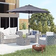 OUTSUNNY - Parasol inclinable de jardin balcon terrasse manivelle toile polyester imperméabilisée haute densité 180 g/m² Ø2,6 x 2,35H m alu gris - vignette