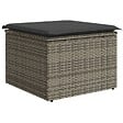 VIDAXL - vidaXL Tabouret de jardin avec coussin gris 55x55x37 cm résine tressée - vignette