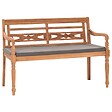 VIDAXL - vidaXL Banc Batavia avec coussin gris foncé 120 cm Bois de teck massif - vignette