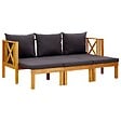 VIDAXL - vidaXL Banc de jardin 3 places et coussins 179 cm Bois d'acacia massif - vignette