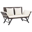 VIDAXL - vidaXL Banc de jardin avec coussins 176 cm Marron Résine tressée - vignette