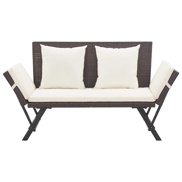 VIDAXL - vidaXL Banc de jardin avec coussins 176 cm Marron Résine tressée - large