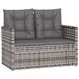 VIDAXL - vidaXL Banc de jardin avec coussins Gris 105 cm Résine tressée - vignette