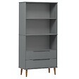 VIDAXL - vidaXL Bibliothèque MOLDE Gris 85x35x170,5 cm Bois massif de pin - vignette