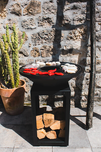 OYAT - Brasero barbecue B.B.O 58 - Acier - Noir - 58 cm - large