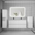 AICA SANITAIRE - Ensemble meuble de salle de bain 120cm, double vasque + colonne + LED miroir rectangulaire,blanc - vignette
