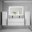 AICA SANITAIRE - Ensemble meuble de salle de bains 120cm, double vasque + colonne + miroir rectangulaire,blanc - vignette