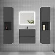 AICA SANITAIRE - Ensemble meuble de salle de bains 60cm, vasque + colonne + LED miroir rectangulaire,anthracite - vignette