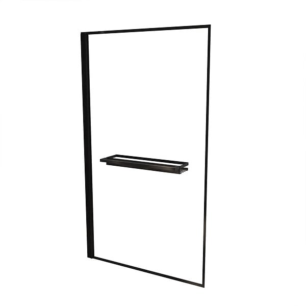 AURLANE - Pare baignoire Rabattable 75x130 cm en Verre Trempé - Porte-Serviette et Etagère Noir Mat - large